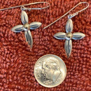 James Avery Silver & 14k Gold Cross Earrings